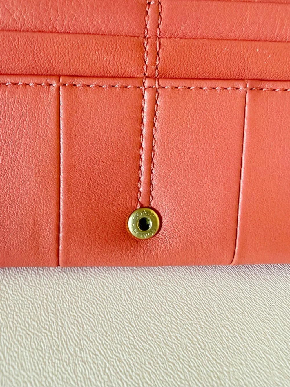 Coach Wallet Kristen Slim Envelope Leather Clutch Organizer Chic Classic Coral
